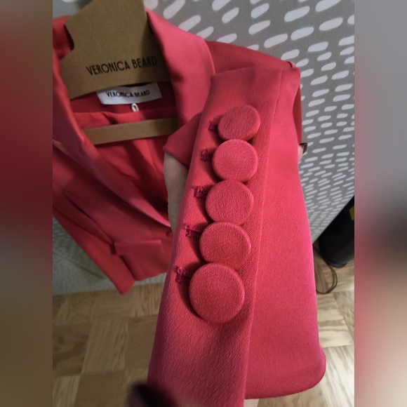Veronica Beard Miller Deckay Satin Jacket Hibiscus US 6 No Size Tag SAMPLE - Picture 9 of 11